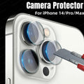 Lot de 3 verres de protection d'objectif pour iPhone 14 Pro Max 13 12 11 Pro Max, protection d'objectif d'appareil photo pour iPhone 13 12 14 Plus 14 Pro, verre trempé de qualité supérieure, film circulaire.