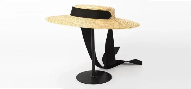 Chapeau de Paille Femme à Large Bord avec Mentonnière Chapeau de Soleil d'Été Anti-UV Chapeau de Plage avec Cordon Coupe-Vent Chapeau de Voyage UPF Derby