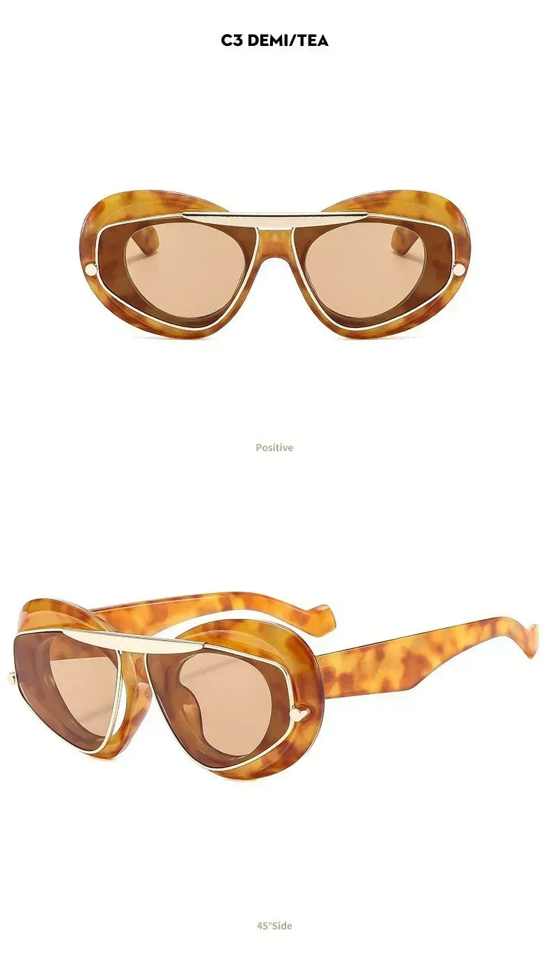 Nouvelles lunettes de soleil tendance Y2K à grande monture, verres œil de chat, style rétro, personnalité, anti-UV