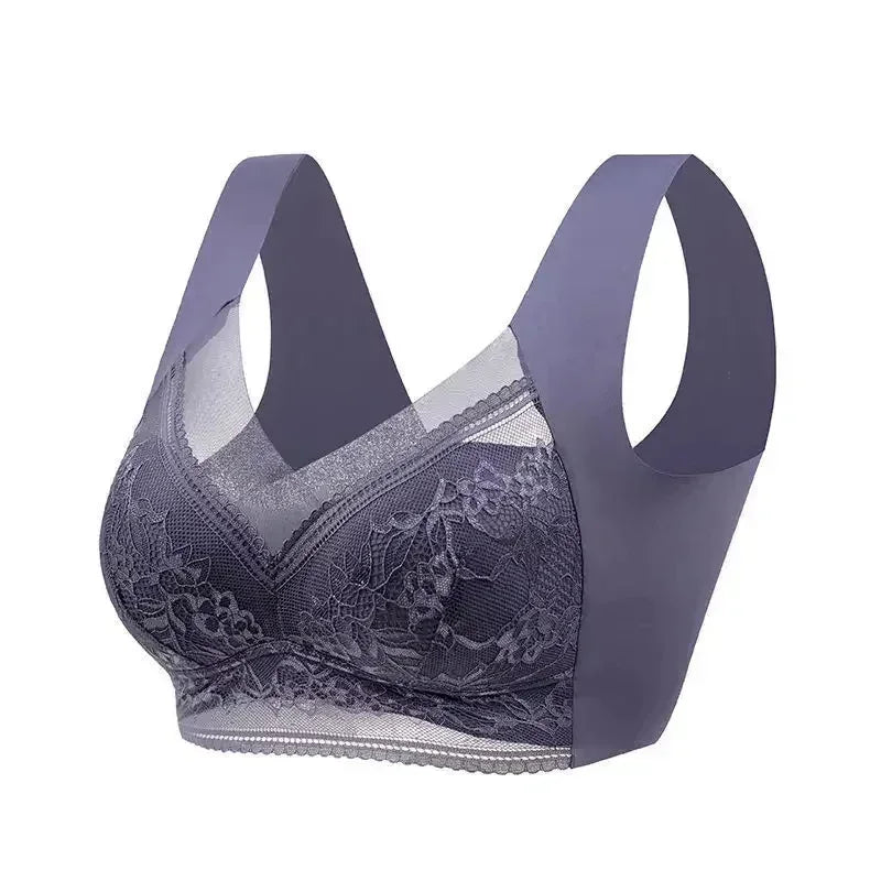 Soutien-gorge Grande Taille Femme L-5XL, Push-Up, Soie Glacée Sans Couture, Bralette Dentelle Sans Armature, Soutien-Gorge d'Été Grande Taille, Lingerie, Sous-vêtement 15019