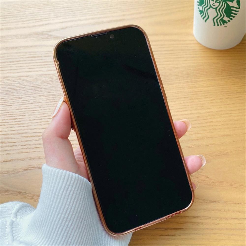 Étui de luxe plaqué en silicone avec porte-cartes pour iPhone 14 12 13 Pro Max Élégant pour femme Étui portefeuille souple antichoc Bords souples Magnifique étui pour smartphone brillant pour femme