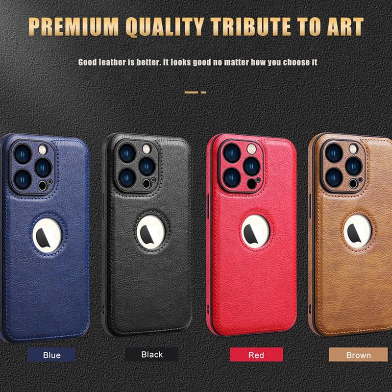 Étui en Cuir de Luxe pour iPhone 14 13 12 11 Pro MAX XS XR 7 8 Plus Coque de Téléphone Classique en Silicone Étui en Cuir Fin Flexible Doux au Toucher Housse en Cuir PU de Luxe pour Homme Étuis de Téléphone Complets Durables Anti-Rayures