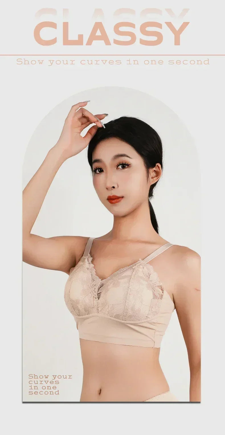 Soutien-gorge sans armature en dentelle grande taille pour femmes, bonnet B-C, couverture complète, fin, ajustable, soutien-gorge de poitrine