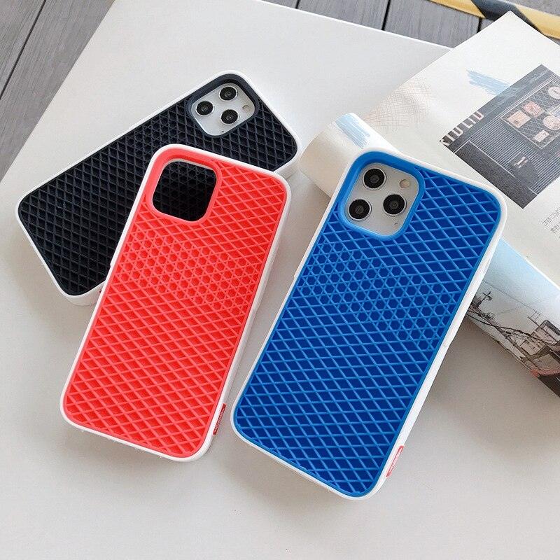 Coque en silicone texture semelle de chaussure de sport gaufrée moderne pour iPhone 12 13 Pro Max XS XR X iPhone Mini Housse en silicone antichoc Coque de téléphone en silicone souple et artistique