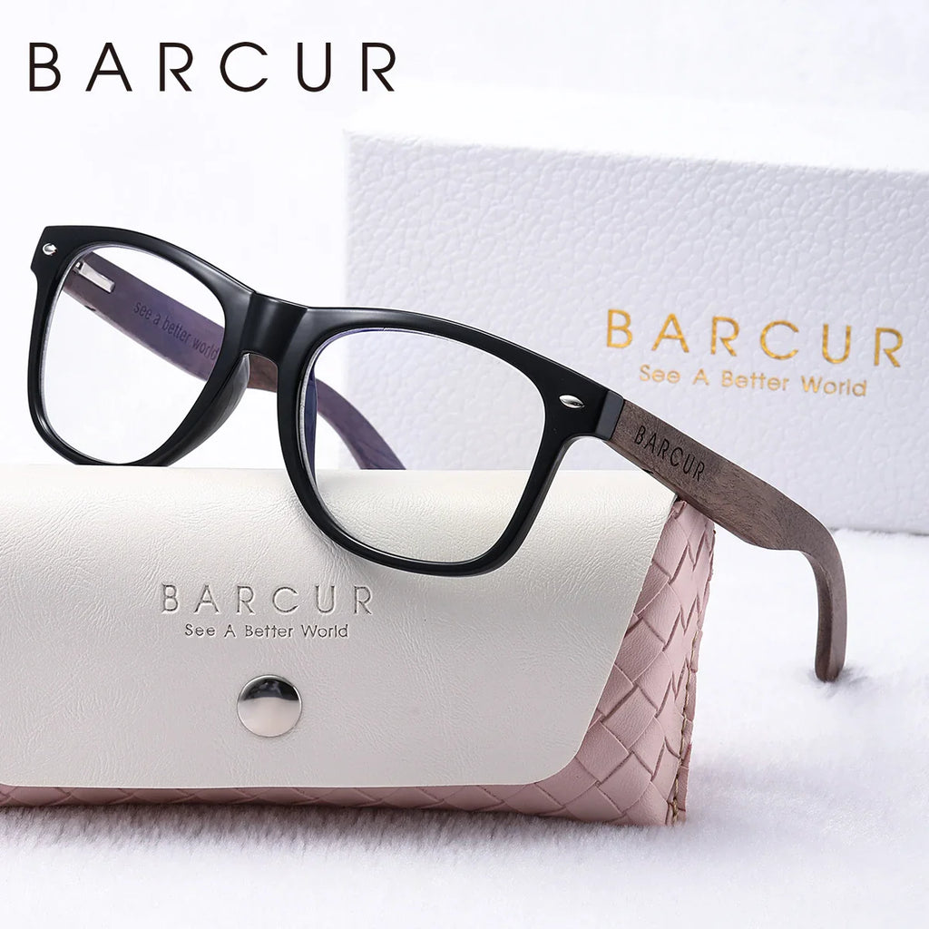 BARCUR Lunettes de soleil ovales polarisées en bois naturel pour femme, monture de luxe en PC texture bois, branches miroir, protection UVA/UVB, élégantes et tendance pour l'été