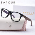 BARCUR Lunettes de soleil ovales polarisées en bois naturel pour femme, monture de luxe en PC texture bois, branches miroir, protection UVA/UVB, élégantes et tendance pour l'été