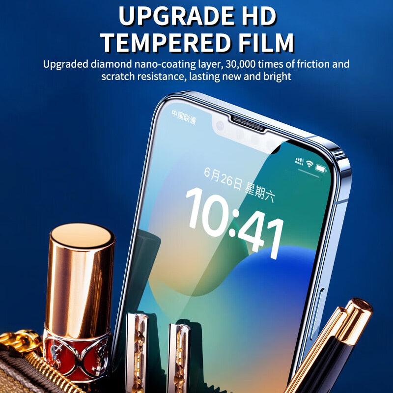 Protection d'écran en verre trempé 30D Diamond nouvelle génération pleine couverture pour iPhone 14 13 12 11 Pro Max Mini XR X XR XS – Protection d'écran en verre trempé anti-poussière pour iPhone