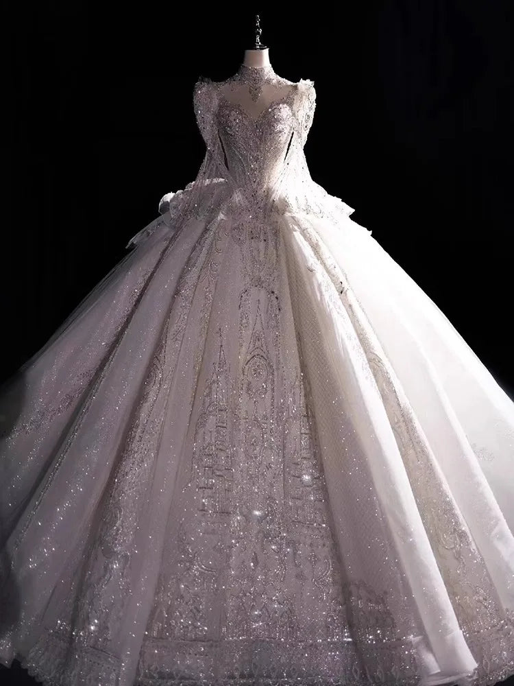 Robe de mariée haut de gamme à manches longues blanches EDW2309