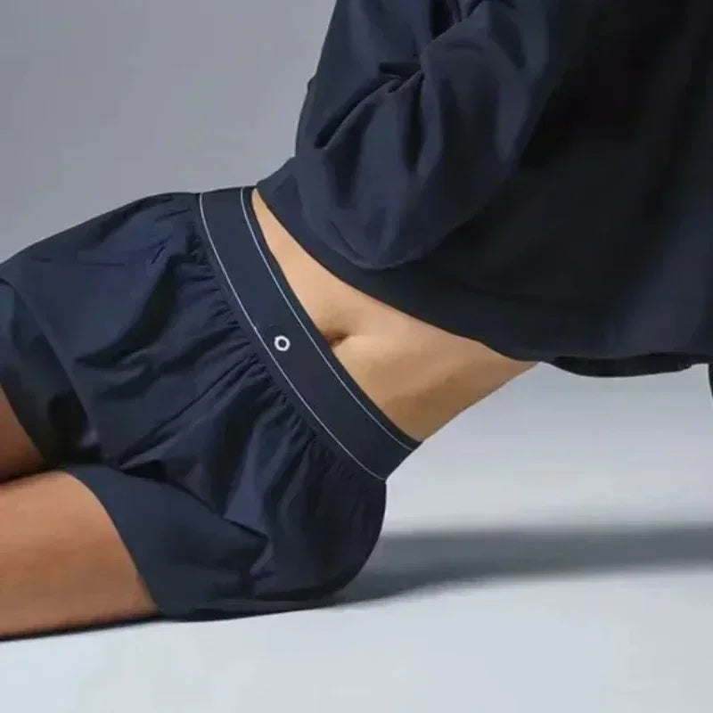 Short de cyclisme noir respirant confortable, short de sport d'été, de course, de fitness, de loisirs, taille haute élastique, ample, pour le yoga