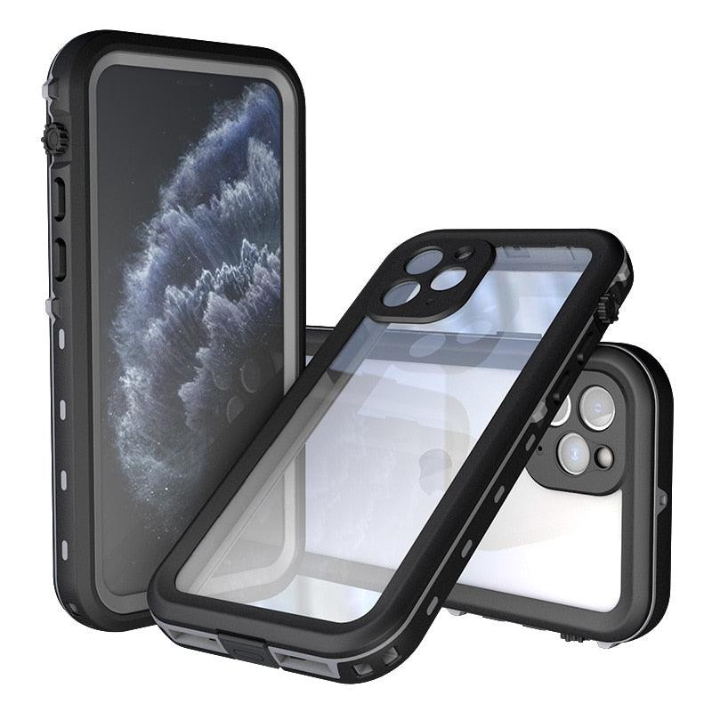 Coque étanche pour iPhone 14 13 12 11 Pro Max 14Plus 12Pro Coque durable étanche Sport 360 Protection iPhone12 Mini Coque étanche pour iPhone résistante aux chutes Arrière transparent