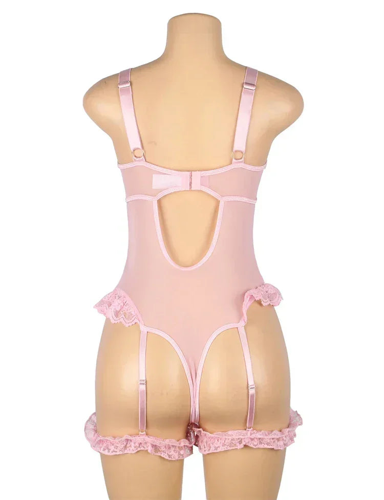 Comeondear Jarretelles Femme Teddy Justaucorps Sexy Grande Taille Barboteuses Lingerie Soutien-gorge à armatures Porte-jarretelles en dentelle Bodys Combinaison Slim Pyjama