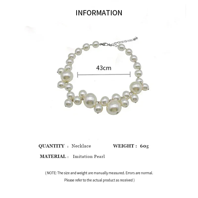 Collier élégant femme perles d'imitation, grand collier ras du cou perles, bijoux de fête, mariage, mariée, cadeaux pour filles