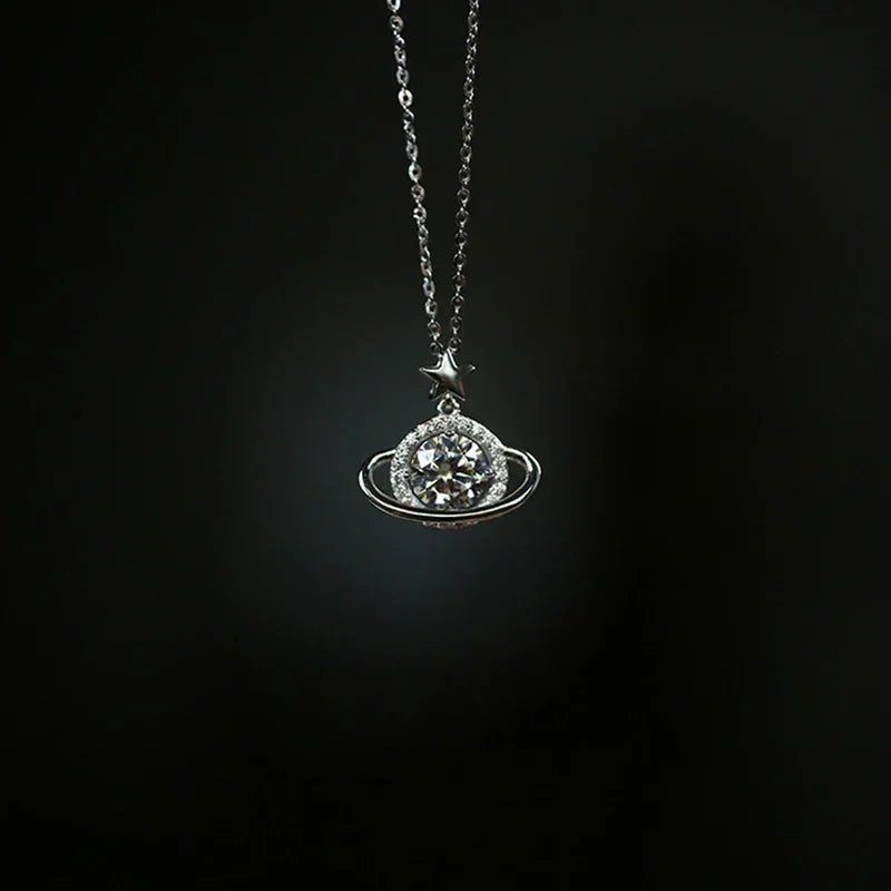 Collier en argent sterling 925 en forme de planète, pendentif simple en forme géométrique brillante, cadeau d'anniversaire pour femme, bijoux exquis