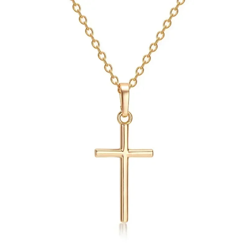 Collier pendentifs croix zircon luxe mode or clair couleur argent pour hommes femmes bijoux chaîne accessoire