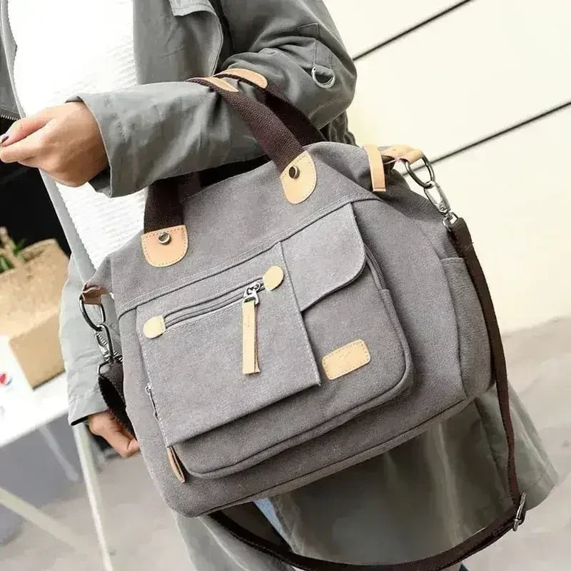 Sac fourre-tout décontracté Sac à main bandoulière en toile grande capacité pour femme