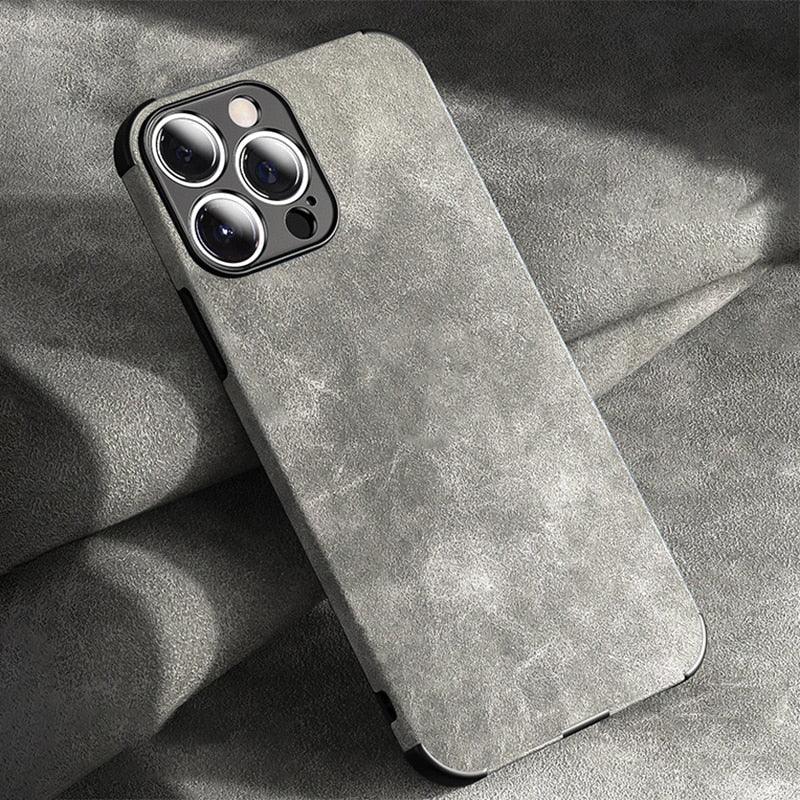 Étui de luxe en cuir pour iPhone 14 13 12 11 Pro Max Mini X XS XR 7 8 Plus SE Coque en silicone souple de couleur unie en cuir PU Coque mince de luxe classique antidérapante anti-rayures Étuis de protection complets pour téléphone