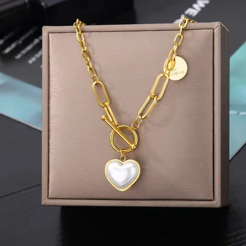 Collier multicouche cœur en acier inoxydable 316L pour femmes et filles, gothique, couleur or, chaîne de clavicule, pendentif ras du cou, cadeau d'anniversaire