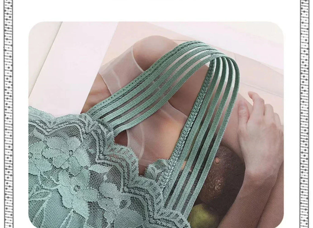 Soutien-gorge sexy en dentelle sans couture grande taille pour femme, confortable, respirant, dos nageur, gilet de sport, de nuit, haut de maintien enveloppant.