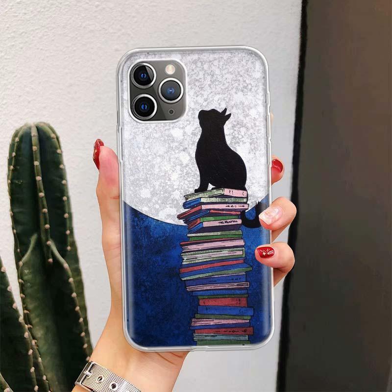 Coque de téléphone en silicone souple à motif de chat mignon et drôle pour iPhone 11 13 14 Pro Max 12 Mini X Xs Xr 6 6s 8 7 Plus Se 5 5s