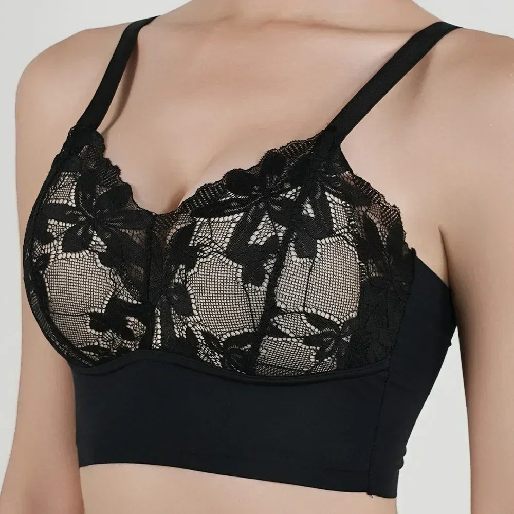 Soutien-gorge sans armature en dentelle grande taille pour femmes, bonnet B-C, couverture complète, fin, ajustable, soutien-gorge de poitrine
