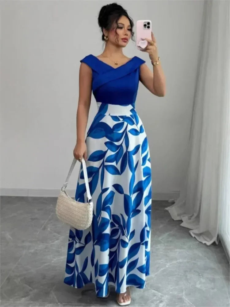 Robe élégante à manches courtes pour femme, collection printemps-été, mode imprimée, patchwork avec taille cintrée, robes décontractées amples pour femme