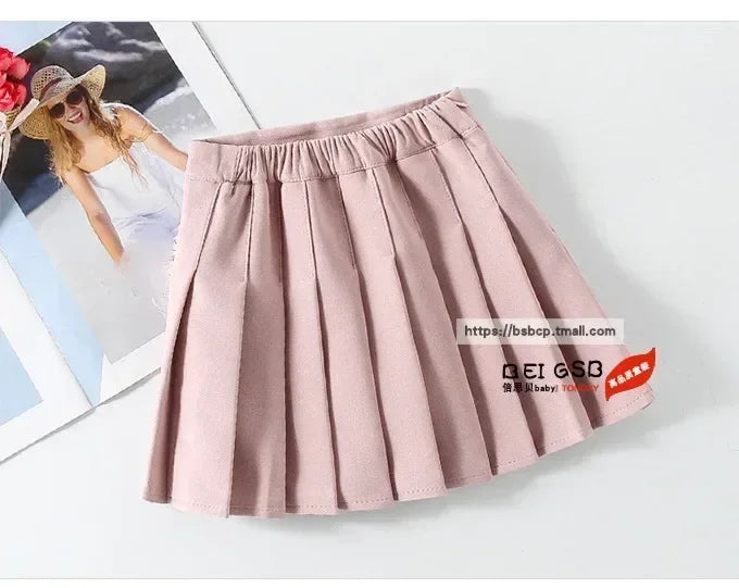 1 jupe plissée printemps-été pour filles, jupe trapèze élastique pour étudiantes, jupes JK style collège pour enfants, jupes courtes mode pour enfants