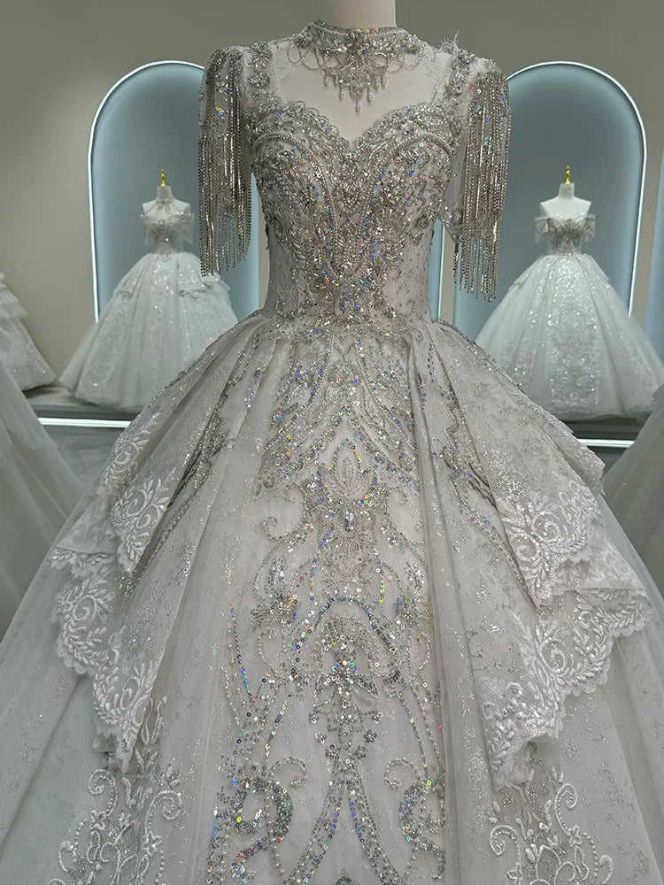 Robe de mariée française de luxe à épaules dénudées EDW325