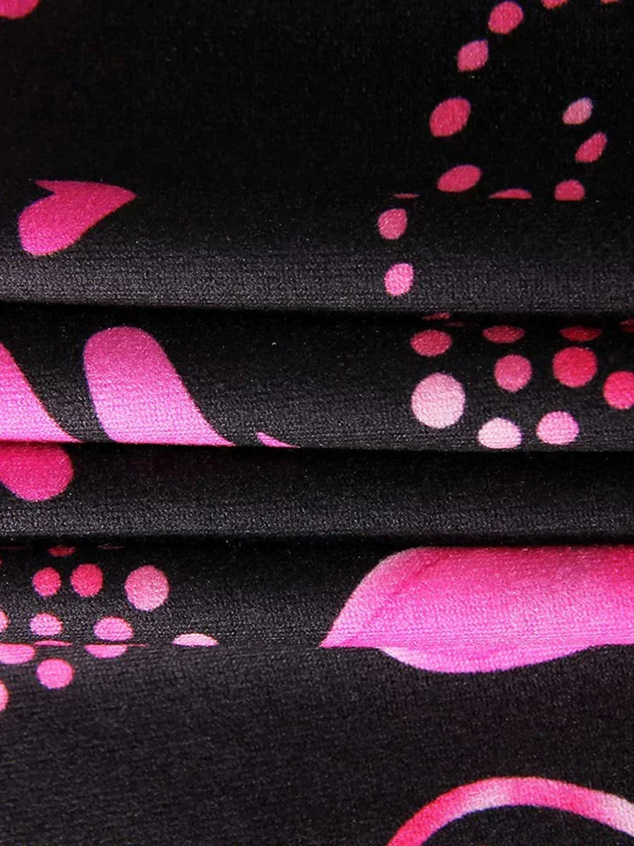 Combinaison moulante pour femme à manches longues, col en V, imprimé cœurs et lèvres, boutonnée, courte, vêtement de nuit d'intérieur pour la Saint-Valentin