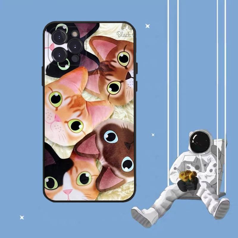 Coque de Téléphone Chat Mignon Art Pour Iphone 8 7 6 6s Plus X Se 2020 Xr Xs 14 11 12 13 Mini Pro Max Coque de Téléphone Portable Housse de Protection Souple Transparente Compatible Pour Iphone