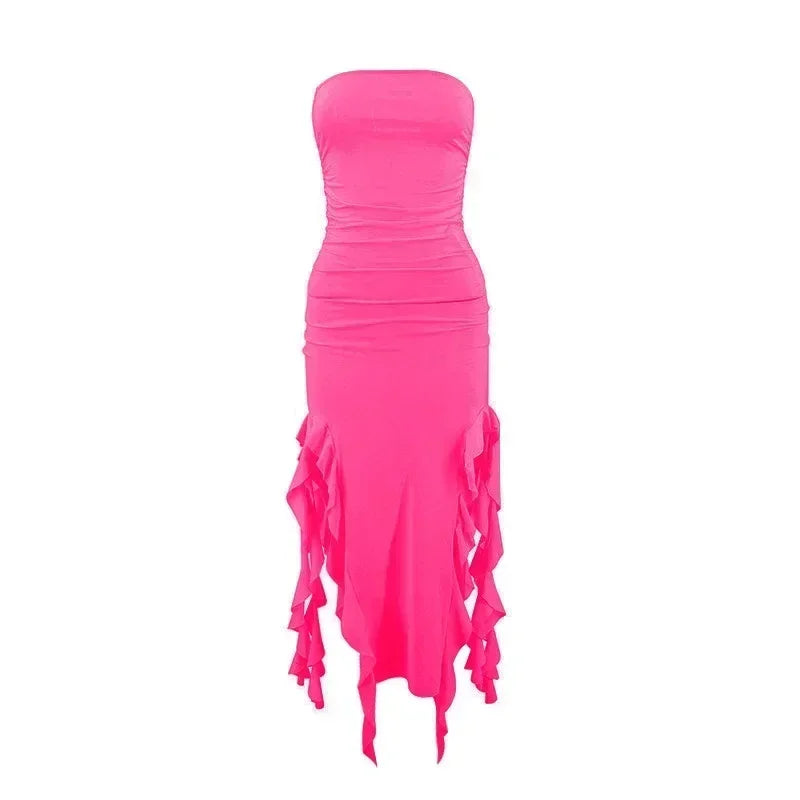 BWQ Robes longues pour femmes, fendues, sexy, moulantes, sans manches, robe méduse, mode pour filles chaudes, robe longue femme épaules dénudées