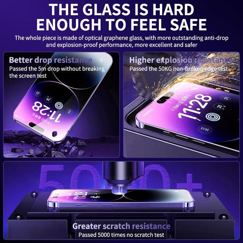 Verre trempé 100D pleine couverture pour iPhone 14 11 12 13 Pro Max XR X Protection d'écran pour iPhone 14 Pro Max Verre de protection incurvé Protection d'écran en verre trempé incassable de qualité militaire et la plus durable pour iPhone