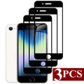 3 protecteurs d'écran en verre trempé à couverture intégrale pour iPhone SE 2022 2020 7 8 Plus, bord noir sur iPhone SE3 SE2, film de protection anti-empreintes digitales pour iPhone