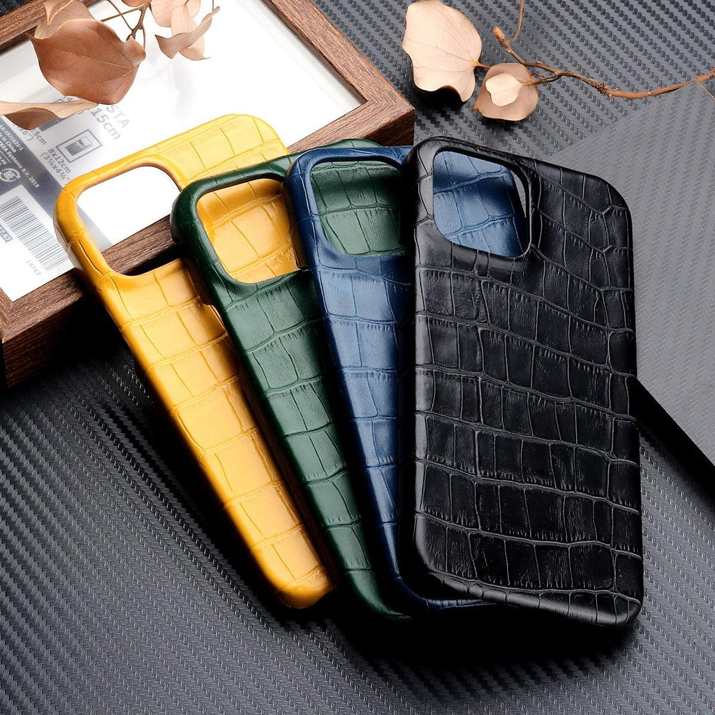 Étui en Cuir Unique pour iPhone 13 14 11 12 Pro Max XR X XS, Housse Rigide Antichoc Solide, Étui en Cuir Vert Classique et Tendance pour iPhone, Coque de Protection
