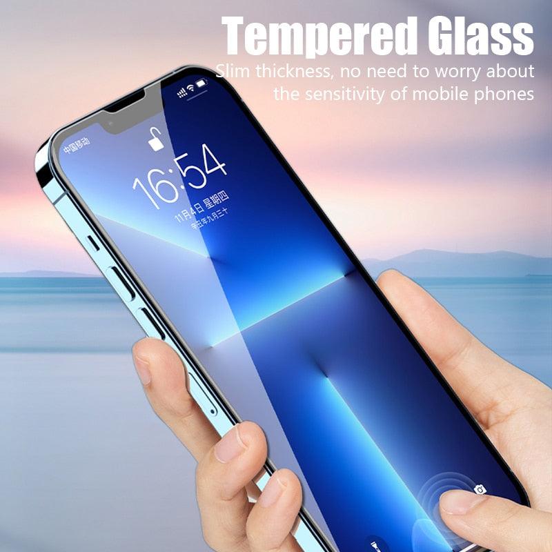 4 Films Protecteur d'écran pour iPhone 14 13 12 11 Pro Max Mini Verre Trempé pour iPhone 7 8 6 6S Plus X XR Xs Max SE 2020 Verre Monobloc Avant Anti-rayures en Verre Trempé