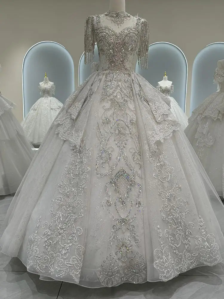 Robe de mariée française de luxe à épaules dénudées EDW325