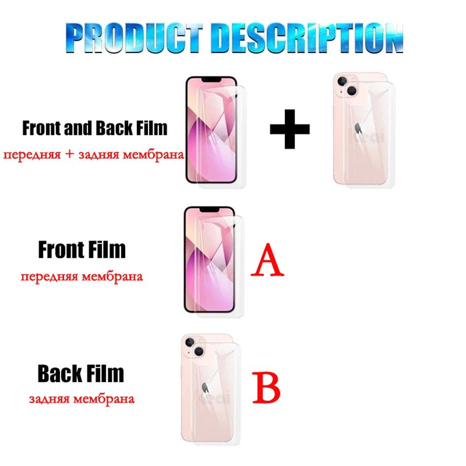 Protection d'écran en verre trempé ultra-fin pour iPhone 14 13 11 12 XS MAX XR X 7 8 6 6S SE Pro MAX Plus Mini, protection arrière souple anti-bulles/rayures