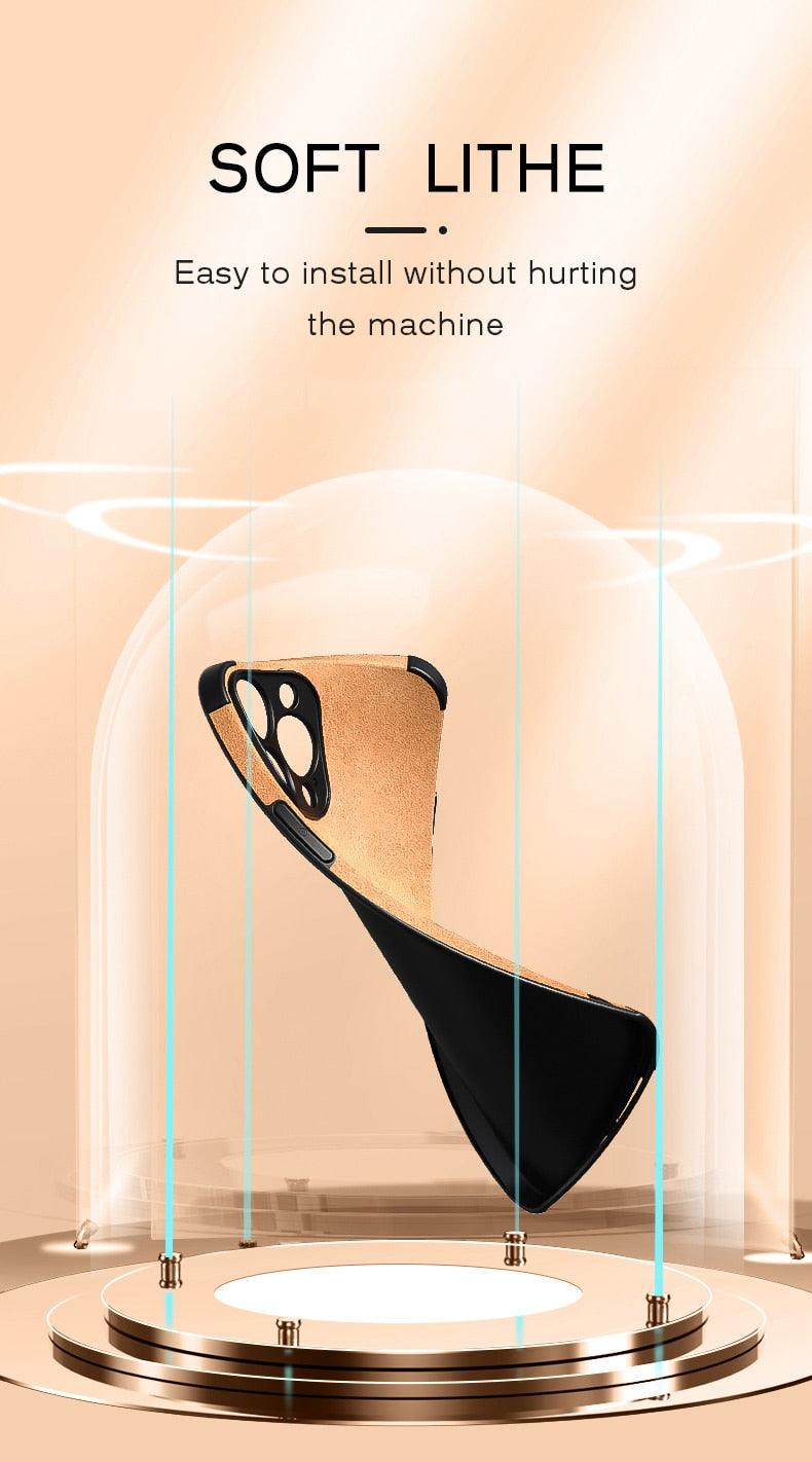 Étui de luxe en cuir pour iPhone 14 13 12 11 Pro Max Mini X XS XR 7 8 Plus SE Coque en silicone souple de couleur unie en cuir PU Coque mince de luxe classique antidérapante anti-rayures Étuis de protection complets pour téléphone
