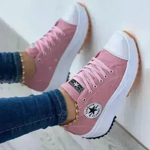 Baskets plates à lacets Motif toile Chaussures de sport décontractées