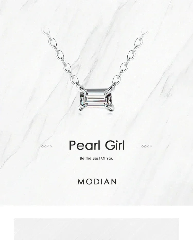 Modian Véritable Argent Sterling 925 Breloque Mode AAA Zircone Pendentif Collier Pour Femmes Colliers Féminins Bijoux Fins