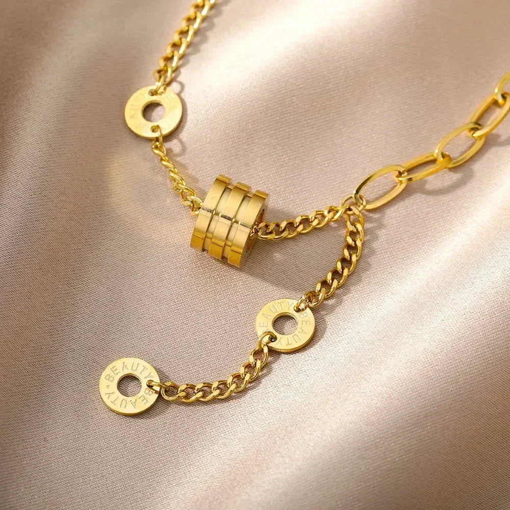 Collier multicouche cœur en acier inoxydable 316L pour femmes et filles, gothique, couleur or, chaîne de clavicule, pendentif ras du cou, cadeau d'anniversaire
