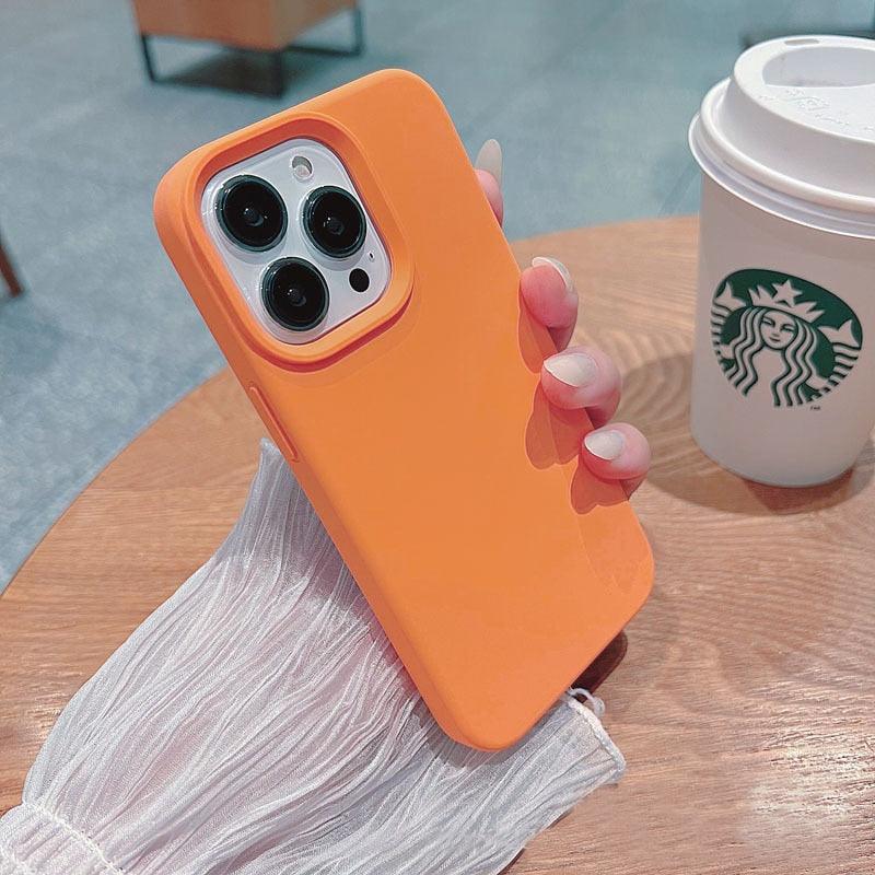 Coque de téléphone de base en caoutchouc souple et épais en silicone pour iPhone 14 13 Pro Max Coque de téléphone de luxe en silicone pour iPhone Coque de protection d'appareil photo classique de couleur unie