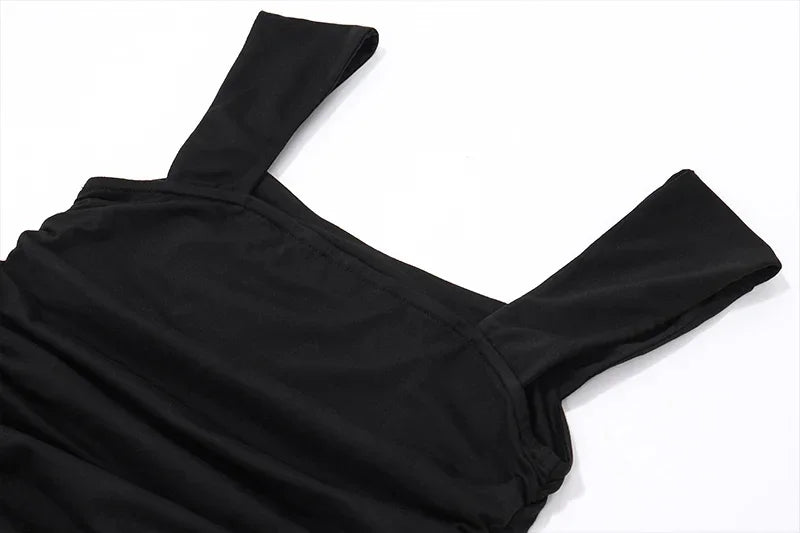 Robe longue moulante froncée | Robe nuisette à col carré -femstylo