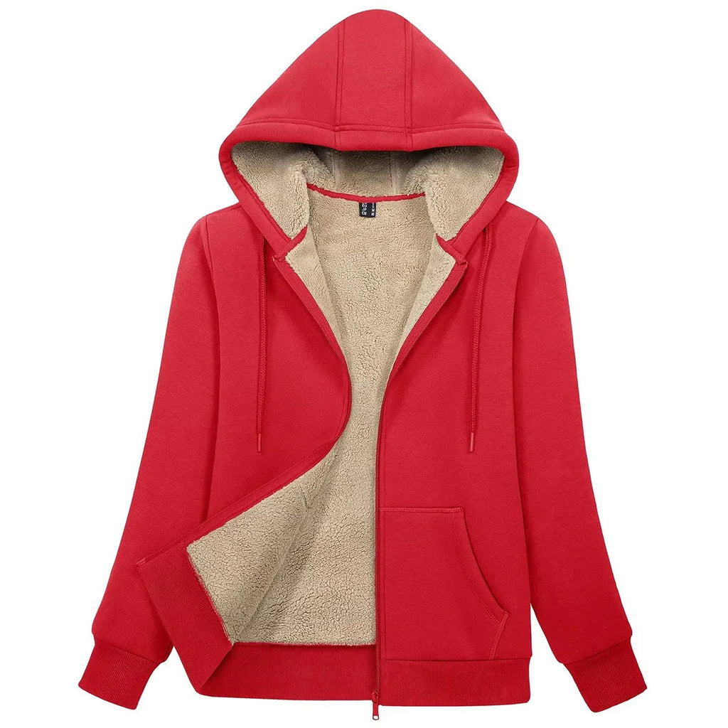 Veste à capuche zippée doublée polaire Sherpa pour femme