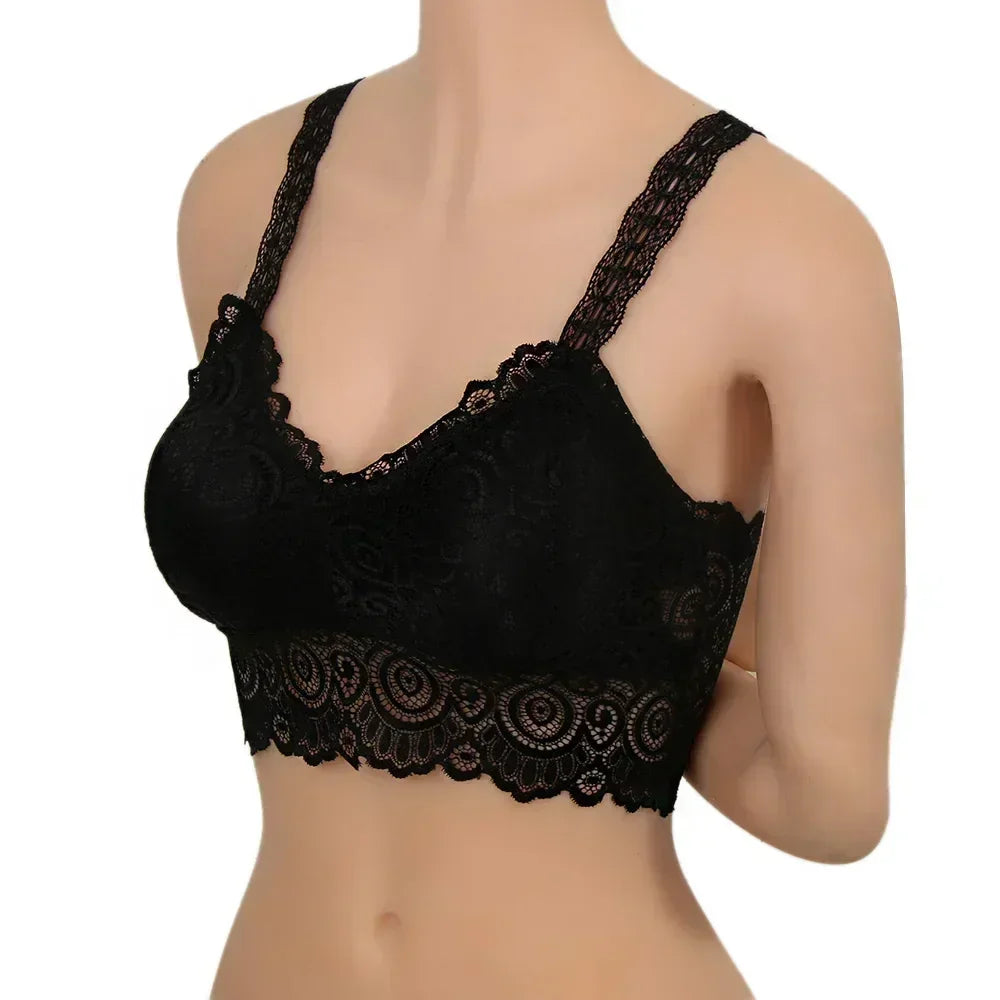 Nouveau débardeur sexy noir et blanc pour femmes, avec soutien-gorge rembourré en dentelle florale, débardeur en coton, gilet sexy décolleté en V en dentelle au crochet, décontracté.
