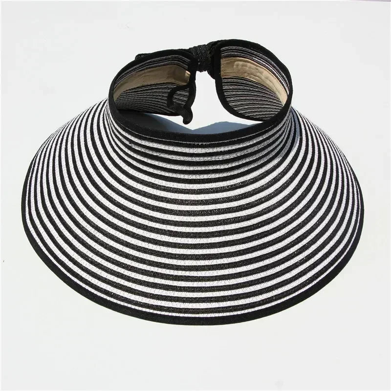 Chapeau d'été pour femme, grand bord, pliable, respirant, haut vide, protection solaire, accessoires de plage, visière pare-soleil décontractée d'extérieur, nouveau