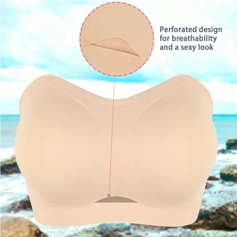 Soutien-gorge Push-Up pour femme, Sexy grande taille, Doux Respirant, Sans Armature, Sous-vêtements Anti-dérapant, Sans Coutures, Bretelles et Bonnets Amovibles, Lingerie