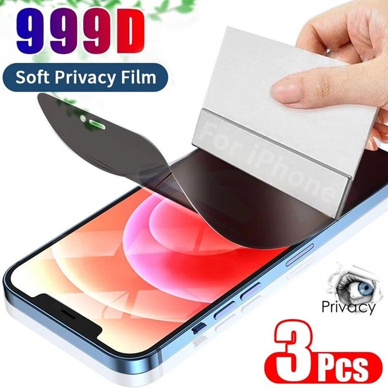 3 pièces Film anti-espion pour IPhone 13 Pro Max 12 Mini 7 8 Plus Protection d'écran de confidentialité incassable de qualité militaire protecteur d'écran HD sans bulles pour IPhone 11 Pro XS Max X XR SE
