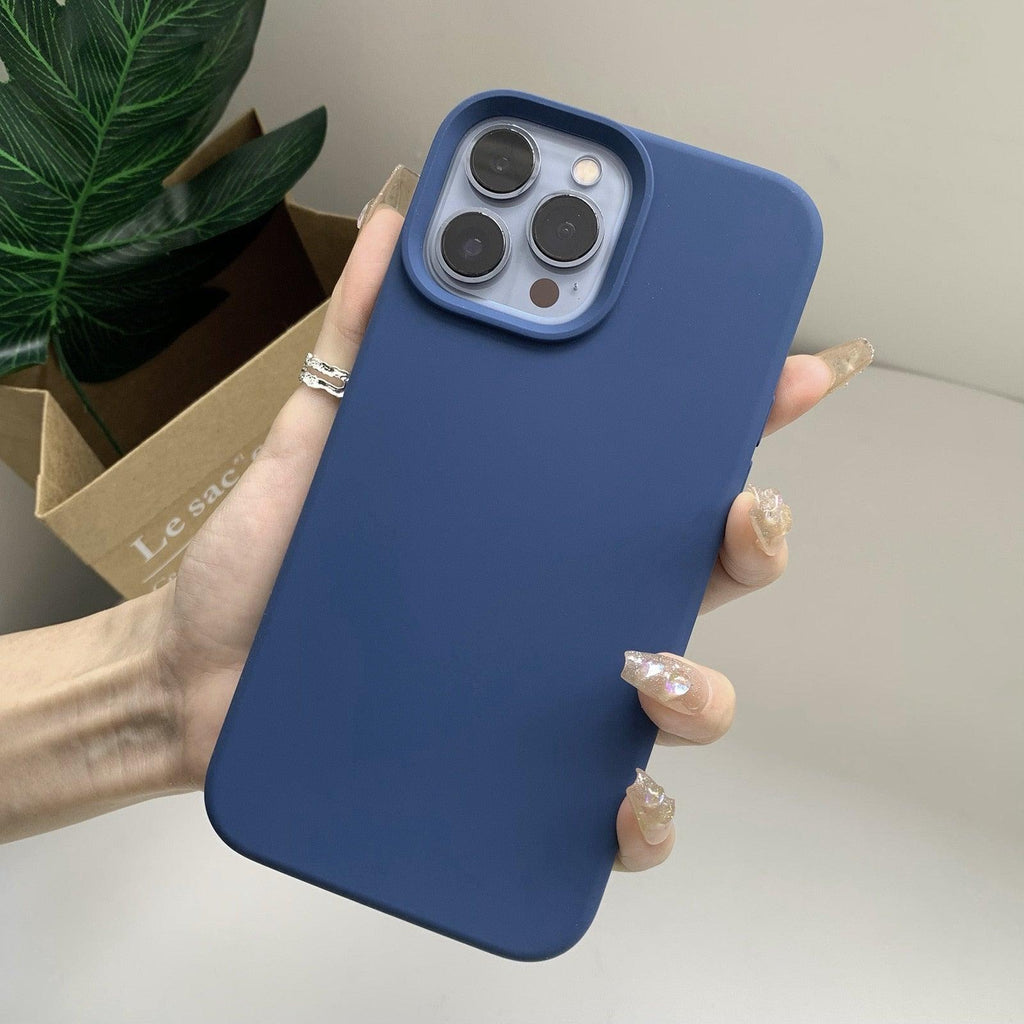Coque de téléphone de base en caoutchouc souple et épais en silicone pour iPhone 14 13 Pro Max Coque de téléphone de luxe en silicone pour iPhone Coque de protection d'appareil photo classique de couleur unie