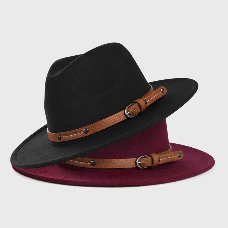 Feutre de laine Fedora unisexe – Chapeau en feutre à bord plat pour l'automne et l'hiver