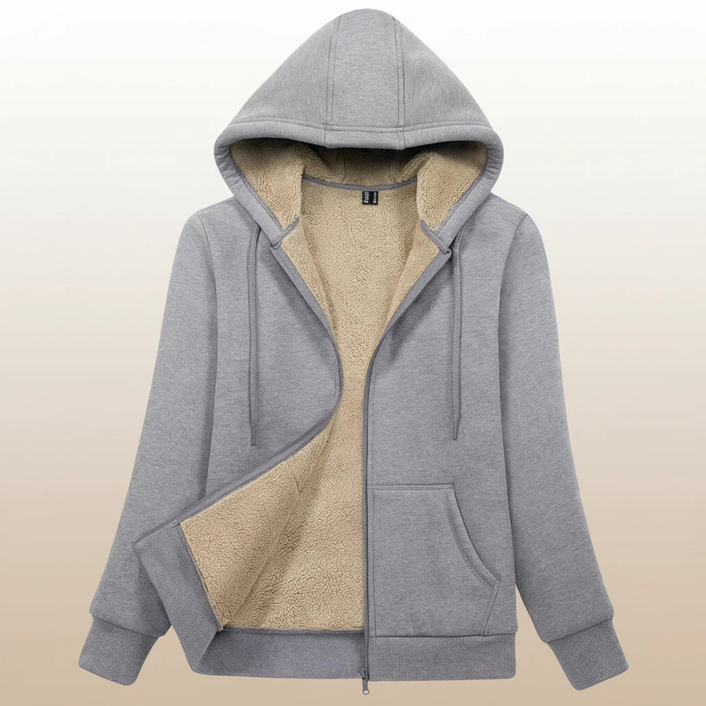 Veste à capuche zippée doublée polaire Sherpa pour femme